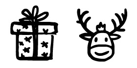 圣诞节手绘黑白PNG图标