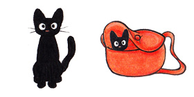 手绘kiki的书包和猫咪jijiPNG图标